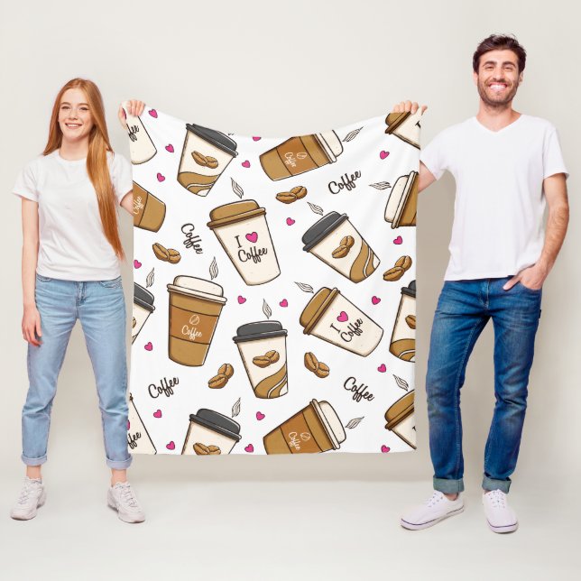 Manta Polar Cafés, Frijoles, Amante del Café, Corazones (In situ)