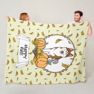 Manta Polar Caída Siberian Husky (rojo) Calabazas deja de lado