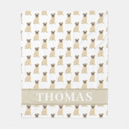 Manta Polar Cajeta personalizada para bebé Pug