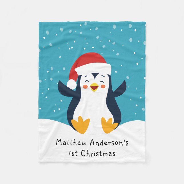 Manta Polar Cajón de la primera pieza de Navidades Pingüinos (Anverso)