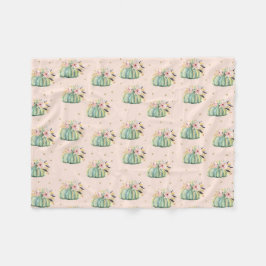 Manta Polar Calabaza azul floral otoño acuático elegante otoño