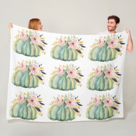 Manta Polar Calabaza azul floral otoño acuático elegante otoño