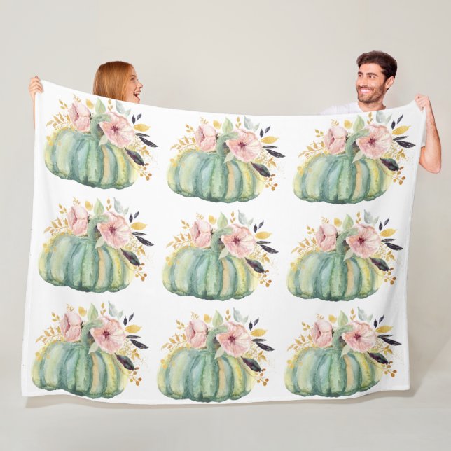 Manta Polar Calabaza azul floral otoño acuático elegante otoño (In situ)