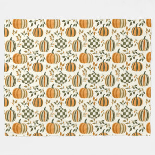 Manta Polar Calabaza Cuadrada de Otoño Rayada Naranja Verde