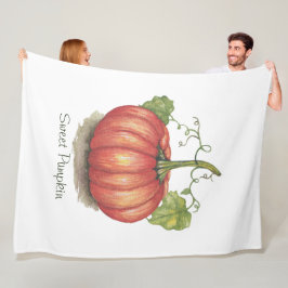 Manta Polar Calabaza Cuidada Con Vinas En Acuarela