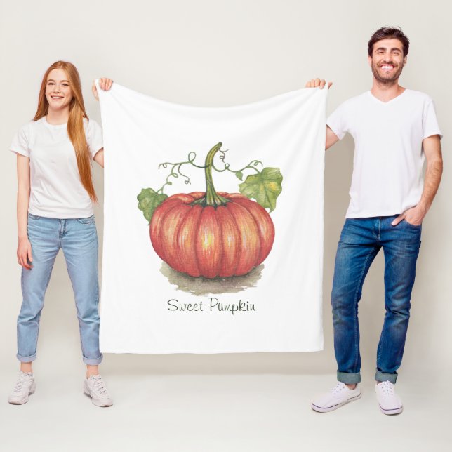 Manta Polar Calabaza Cuidada Con Vinas En Acuarela (In situ)