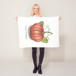 Manta Polar Calabaza Cuidada Con Vinas En Acuarela