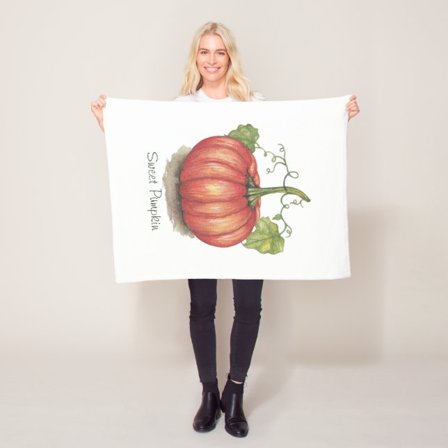 Manta Polar Calabaza Cuidada Con Vinas En Acuarela (In situ)