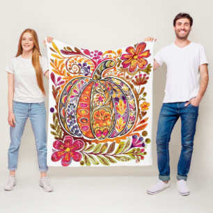 Manta Polar Calabaza de Arte Popular Pintada A Mano -Caída Rús