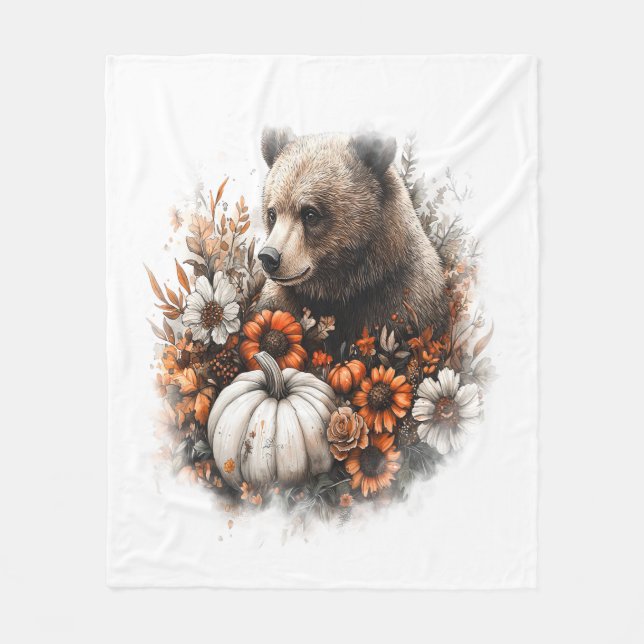 Manta Polar Calabaza de campo de la camiseta del oso (Anverso)