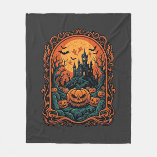 Manta Polar Calabaza de Halloween Casa Embrujada Luna Llena Mu