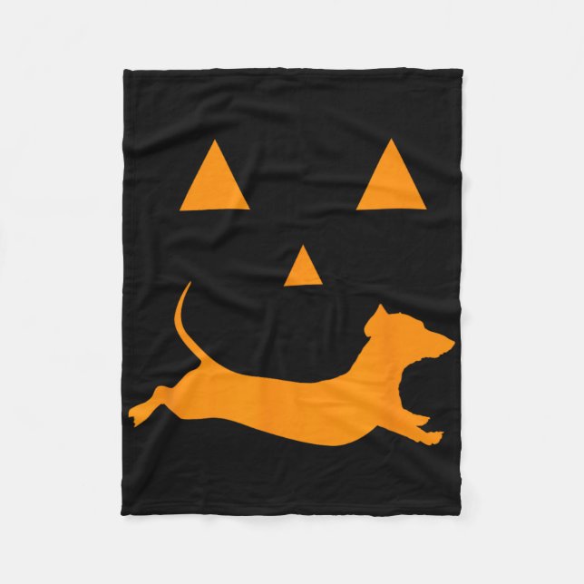 Manta Polar Calabaza de Halloween Dachshund vestido de lintern (Anverso)