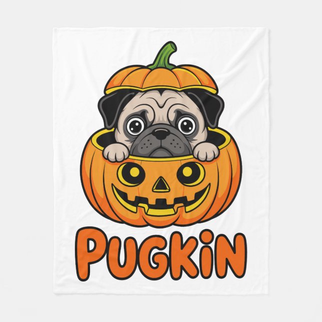 Manta Polar Calabaza de Halloween, Perro de la Pumpkin (Anverso)