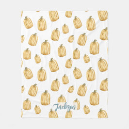 Manta Polar Calabaza de Naranja de acuarela de otoño rústica