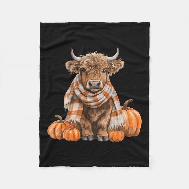 Manta Polar Calabaza de Otoño Cálida de Vaca Escocesa (Anverso)
