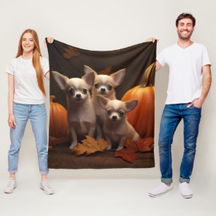 Manta Polar Calabaza deslumbrante de Chihuahua Puppy Autumn