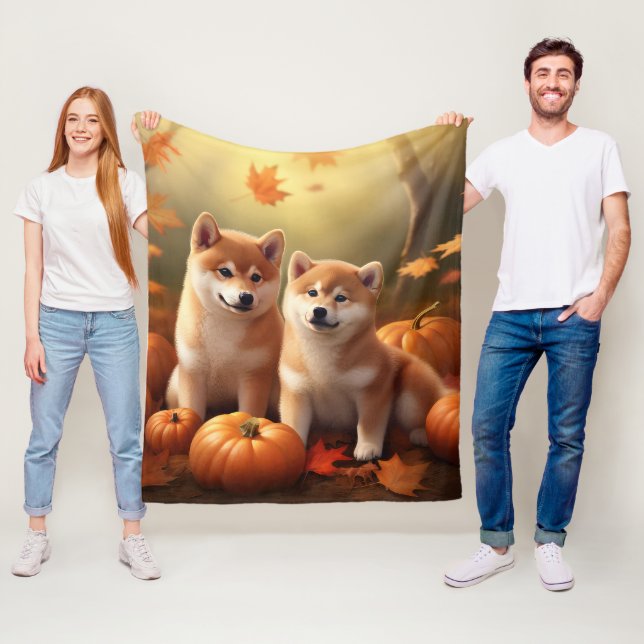 Manta Polar Calabaza deslumbrante Shiba Inu Puppy Otoño (In situ)