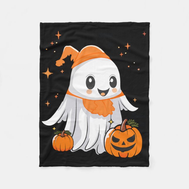 Manta Polar Calabaza Fantasma Halloween Para Mujeres Hombres N (Anverso)