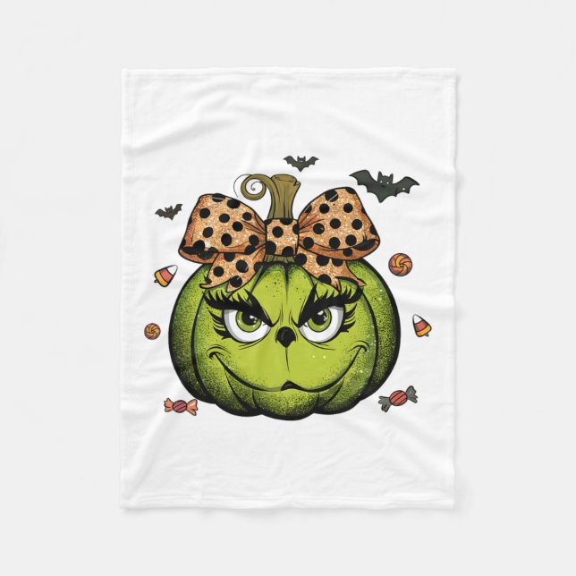 Manta Polar Calabaza Grinc Calabaza Calabaza Halloween Spooky  (Anverso)