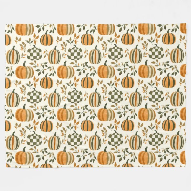 Manta Polar Calabaza hecha a contrastar Naranja rayado de otoñ (Frente (Horizontal))