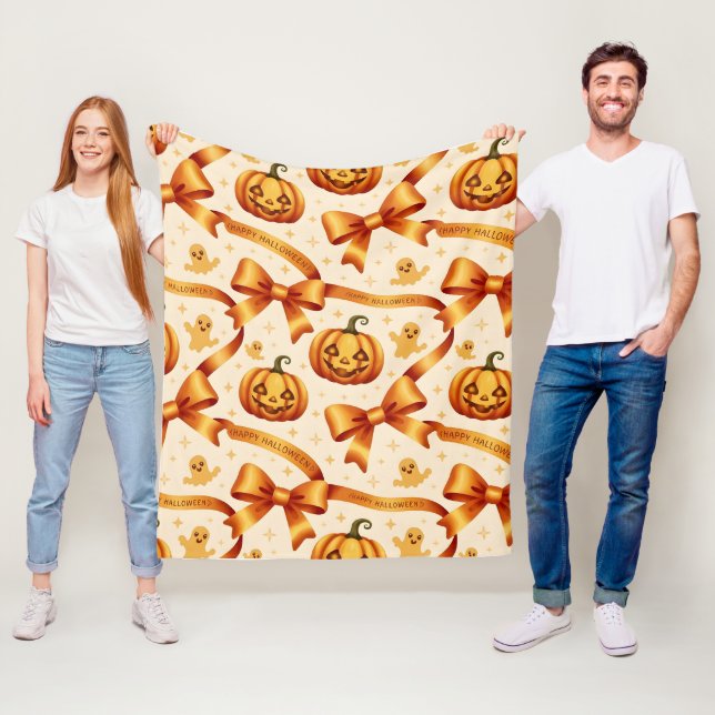 Manta Polar Calabaza Kawaii Halloween y arcos (In situ)