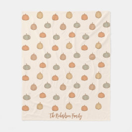 Manta Polar Calabaza Neutral Boho Beige Halloween Otoño Nombre