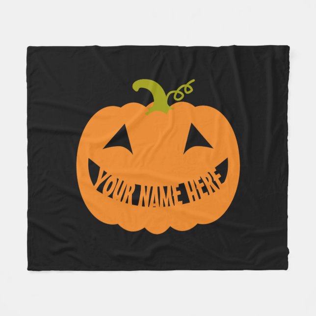Manta Polar Calabaza personalizada de Halloween (Frente (Horizontal))