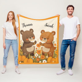 Manta Polar Calabaza Spice Bear Fleece Blanket