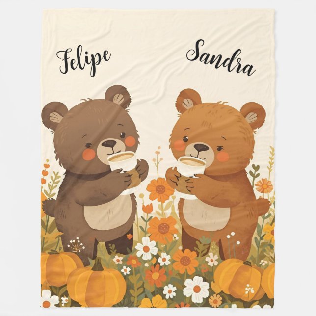 Manta Polar Calabaza Spice Bear Fleece Blanket (Anverso)