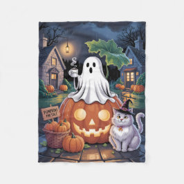 Manta Polar Calabazas a la Venta & Fantasma con Cafeína y Gato