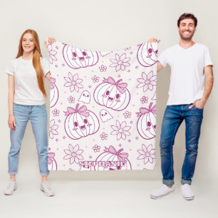 Manta Polar Calabazas, fantasmas y flores de Kawaii