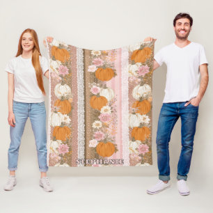 Manta Polar Calabazas otoñales y patrón sin foco floral