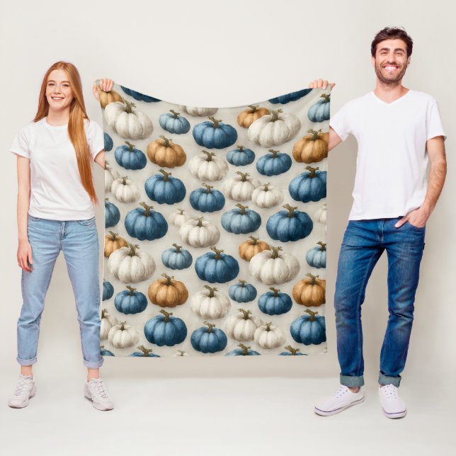Manta Polar Calabazas Rustic Blue y Neutral (In situ)