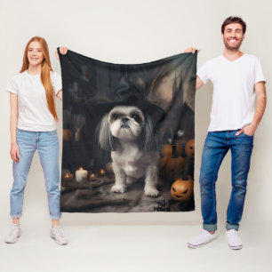 Manta Polar Calabazas Shih Tzu Halloween Asustadizo 