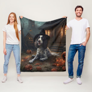 Manta Polar Calabazas Spaniel de Springer Inglés Halloween Esp