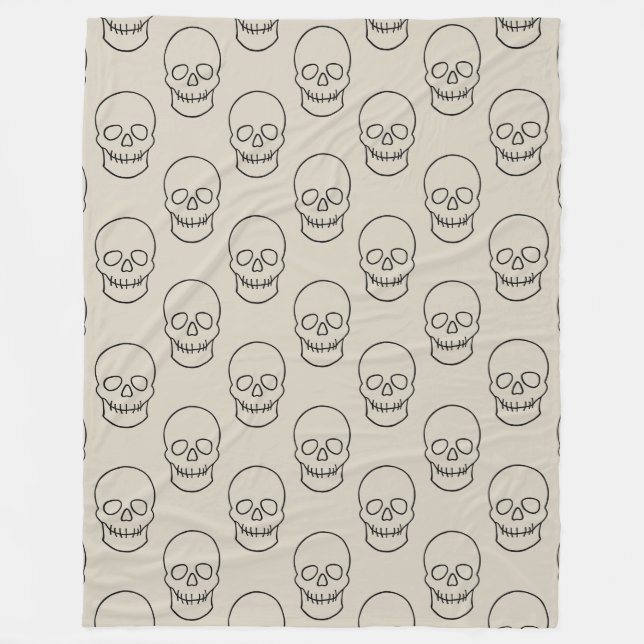 Manta Polar Calavera - Blanco óseo y negro mural (Anverso)