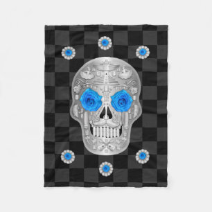Manta Polar Calavera cromada (Rosa azul) Funda
