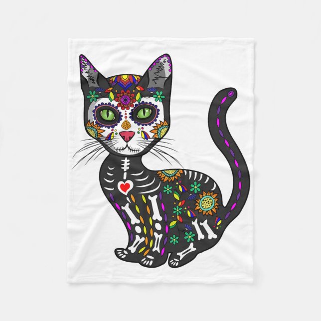 Manta Polar Calavera De Azúcar Cato Mexicano Halloween Día Del (Anverso)