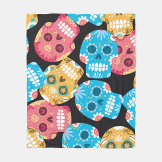 Manta Polar Calavera de azúcar, fondo festivo sin costura.