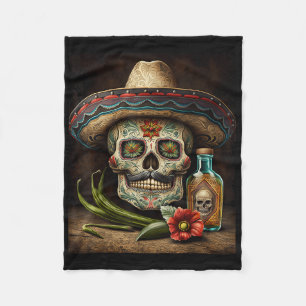 Manta Polar Calavera de azúcar mexicana Tequila Sombrero Cinco