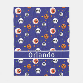 Manta Polar Calavera de calabaza Oleisbol Azul Funda