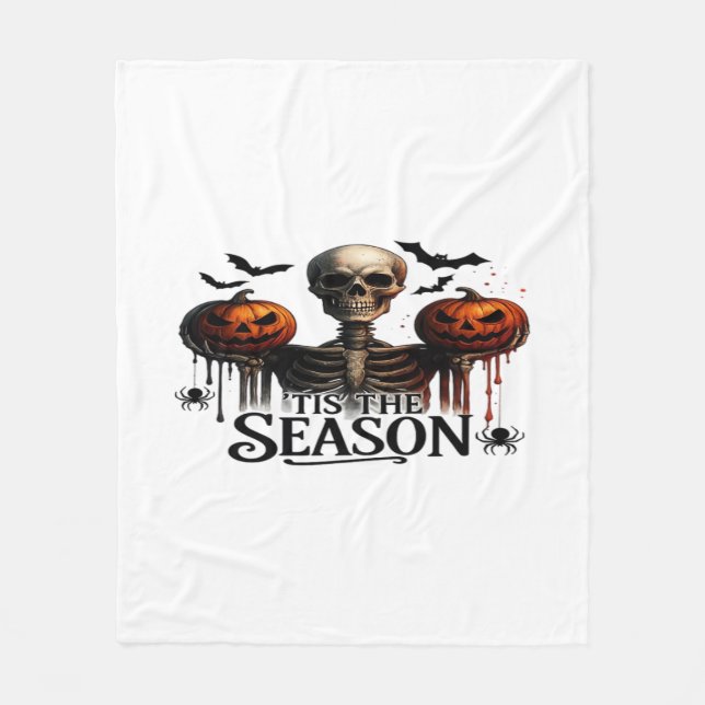 Manta Polar Calavera de Esqueleto de Halloween (Anverso)