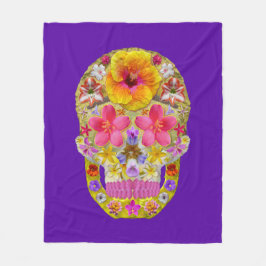 Manta Polar Calavera de flores 4 - Tropical