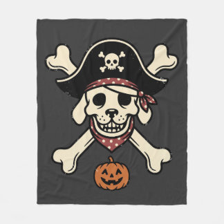 Manta Polar Calavera de Halloween de perro pirata vintage y hu