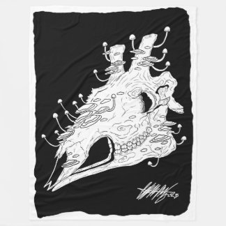 Manta Polar Calavera de jirafa en blanco y negro