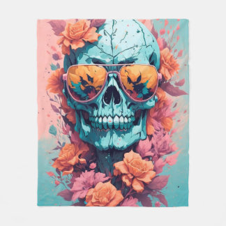 Manta Polar Calavera Floral Colorida