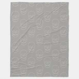 Manta Polar Calavera - Gris fantasma y blanco óseo