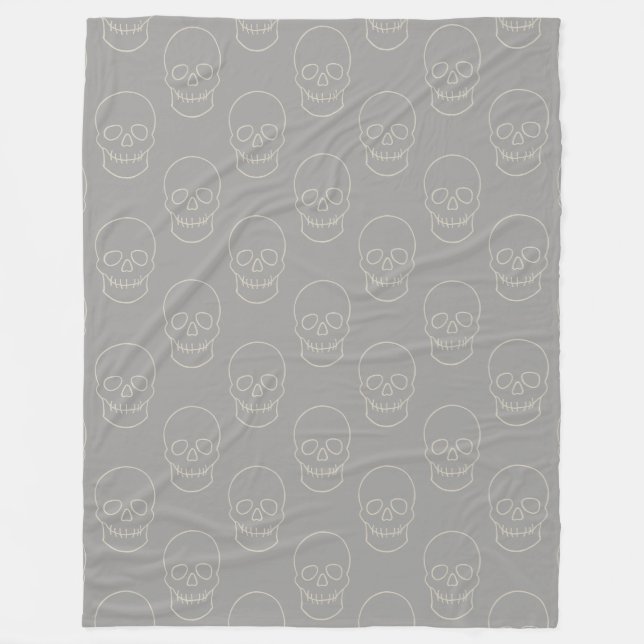 Manta Polar Calavera - Gris fantasma y blanco óseo (Anverso)