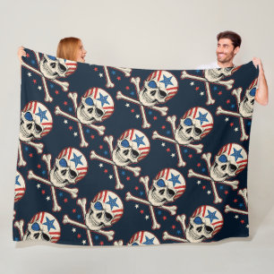 Manta Polar Calavera patriótica y bandera de los Estados Unido