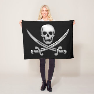 Manta Polar Calavera Pirata y Huesos Cruzados de Espada